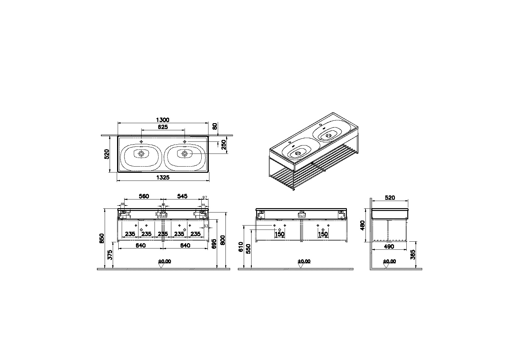 64100 Раковина Vitraglobal Equal - Вид №1