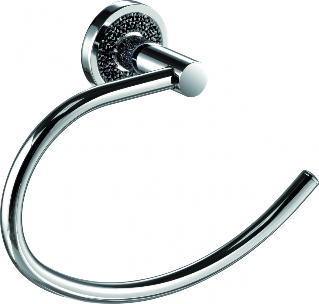 H2014/05B Sanibano Ebano, полотенцедержатель - полукольцо, цвет хром-кристаллы Swarovski black 