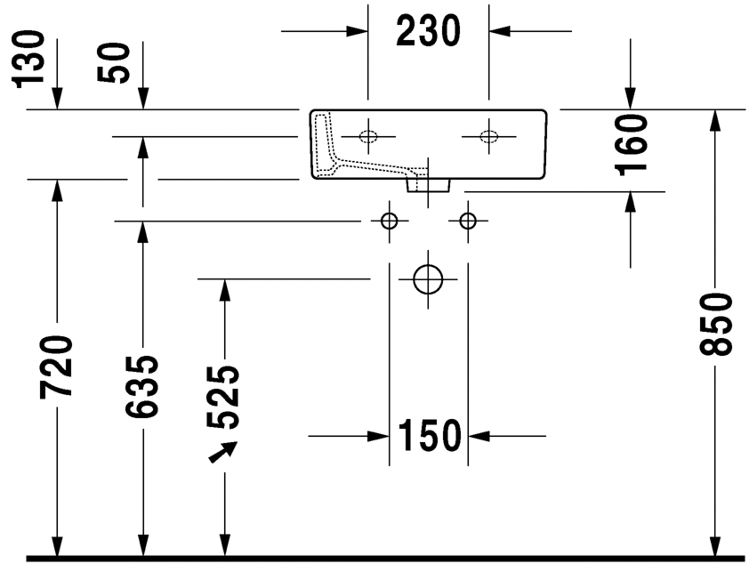 0704450000 Подвесная раковина настенная овальная Duravit Vero - Вид №2