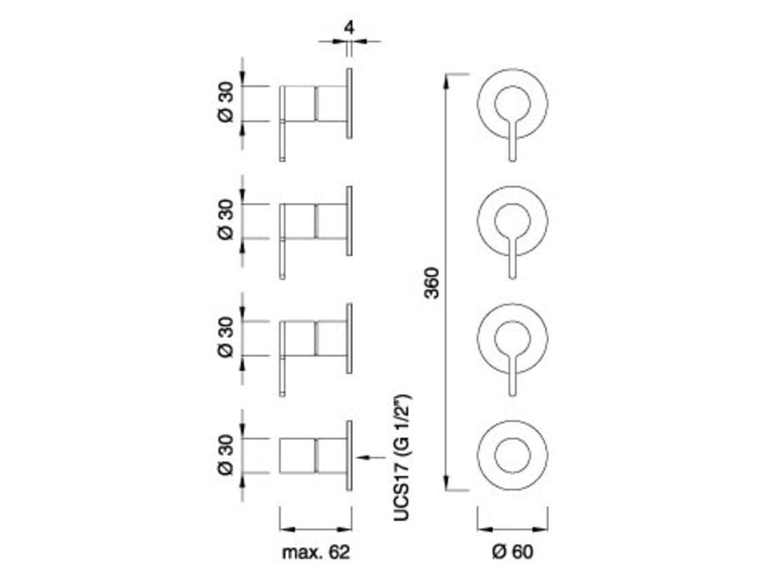 Термостатический смеситель и 3 открытых/закрытых крана CEADESIGN INNOVO ARCH-00119918 - Вид №2