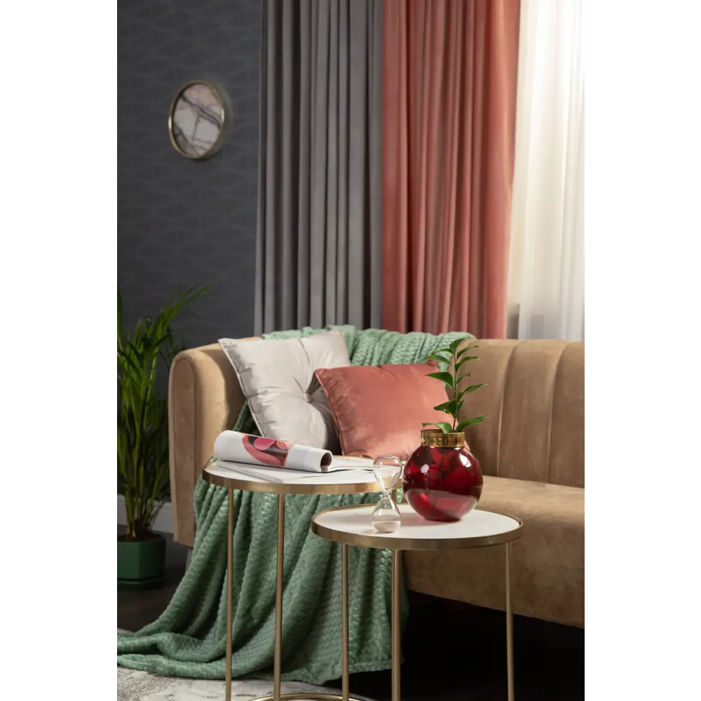 Подушка с пуговицей Бархат 43x43 см цвет серый 89112394 STLM-2091906 LINEN WAY  - Вид №5