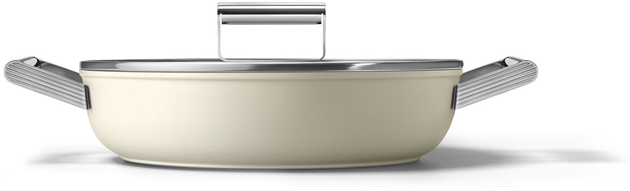 CKFD2811CRM Посуда / глубокая сковорода с двумя ручками и крышкой, 28 см, кремовая SMEG  - Вид №1