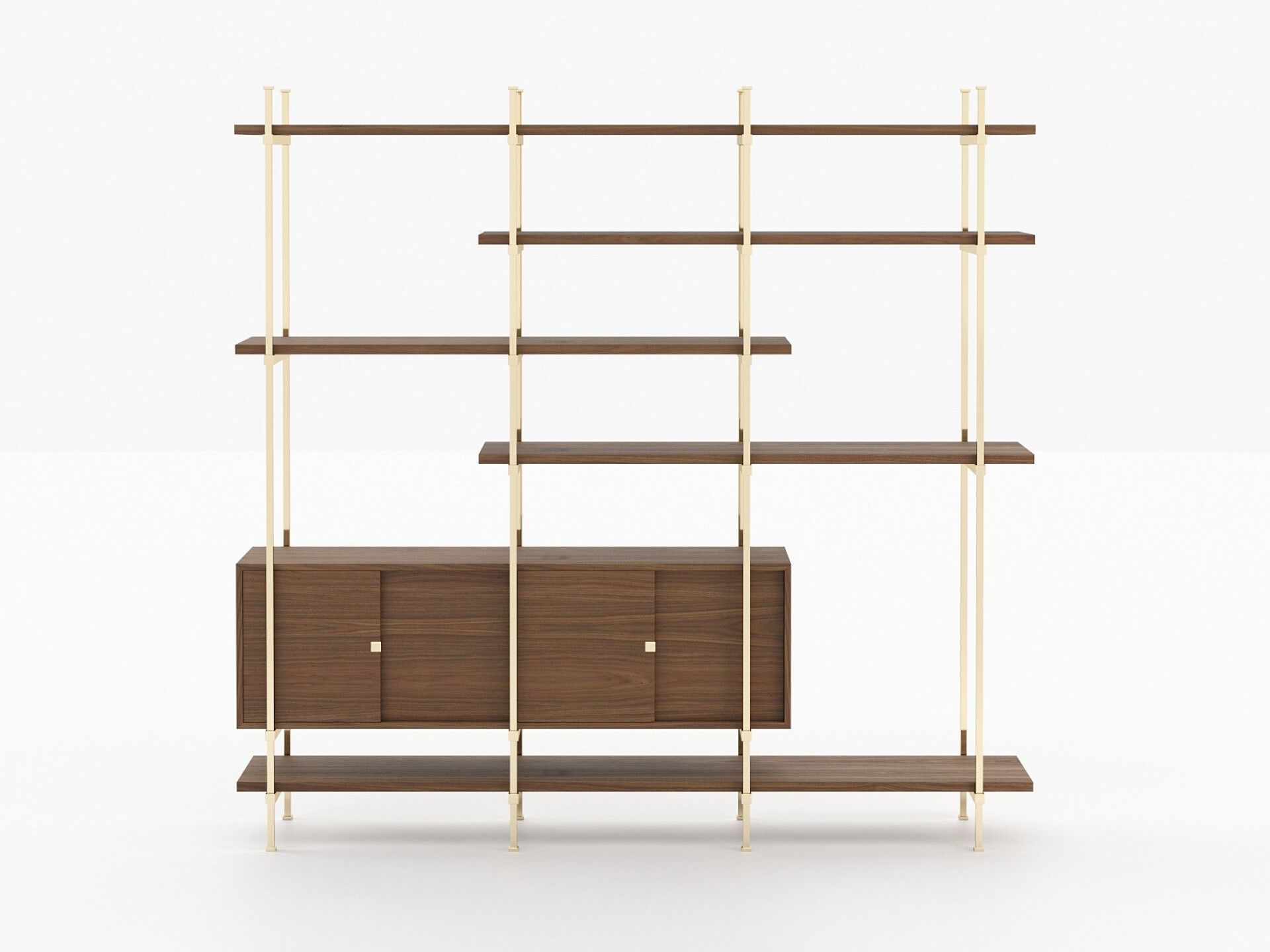 Книжный шкаф из нержавеющей стали и дерева с ящиками Laskasas ARCH-00109941