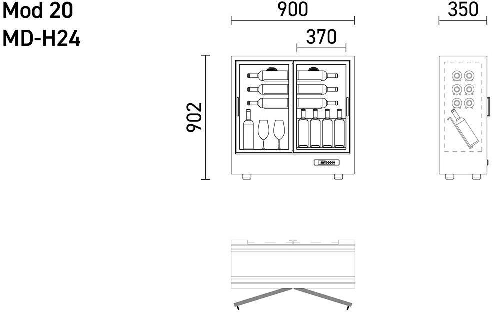 EXPO Алюминиевый винный шкаф со стеклянными дверцами Mod 20 Md-h24/md-m24/md-c24 - Вид №6