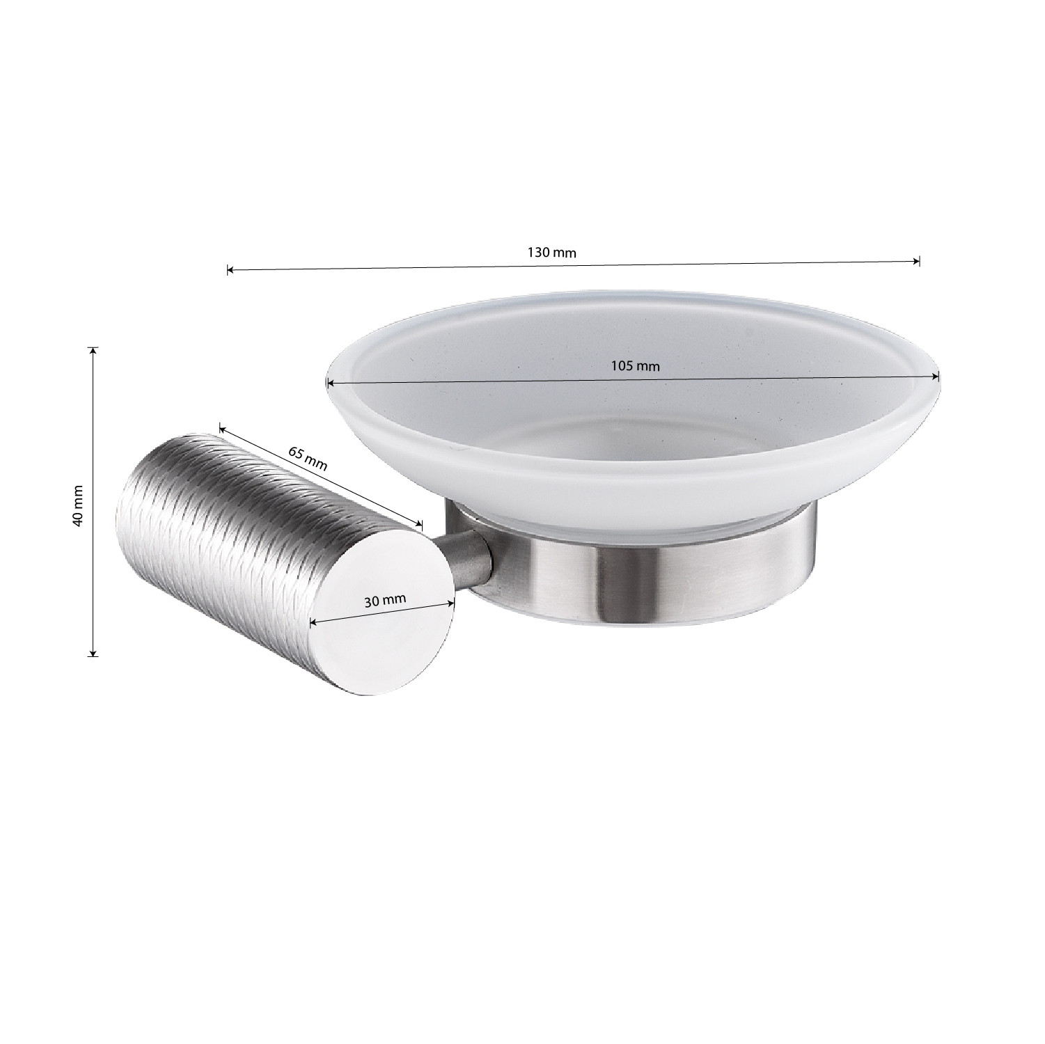 GFmark - Мыльница стеклянная с креплением к стене, из нержавеющей стали с резным креплением, код: 81004  - Вид №3