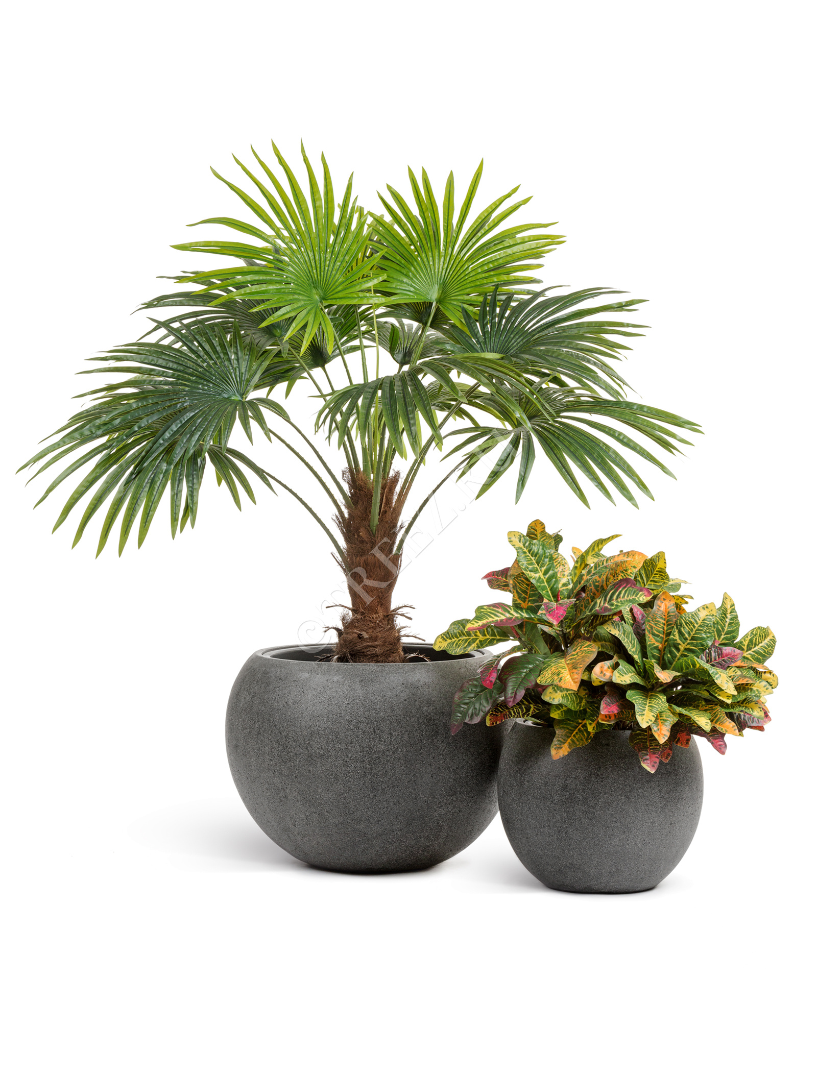 41.3319-01-025-GR-40 Кашпо  Effectory - серия Stone - Большая полусфера - Тёмно-серый камень Цветочная коллекция  - Вид №7