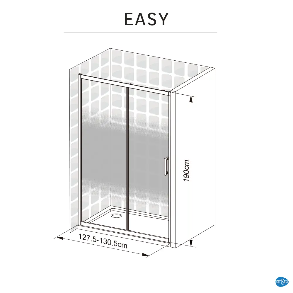 Комплект стекол для раздвижной душевой двери Sensea Easy 130 см стекло с шелкографией, цвет профиля на выбор 83631062 STLM-2163977 - Вид №35