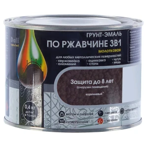 Грунт эмаль по ржавчине 3 в 1 молотковая Dali Special цвет коричневый 0.4 кг