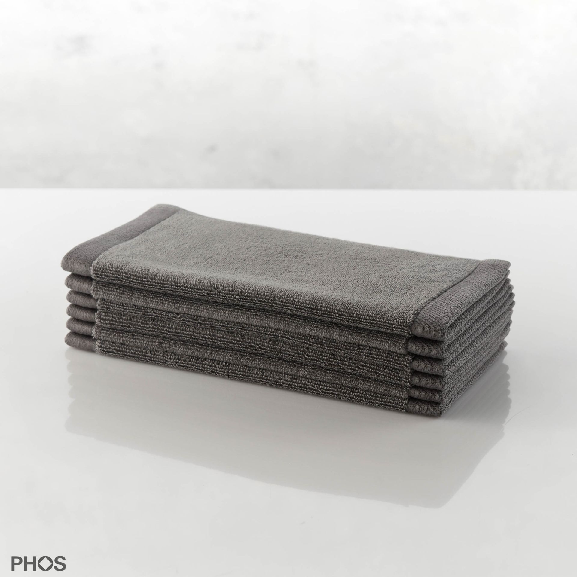 PHA2-GS-Set2 Полотенцедержатель для гостей, включая 12 гостевых махровых полотенец Grace серо-стального цвета PHOS  - Вид №1