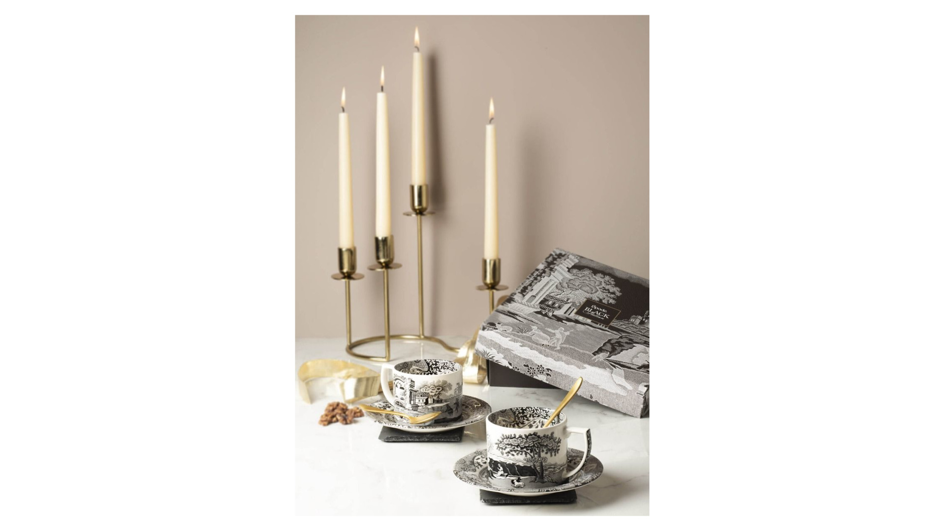 10655438 Spode Набор чашек чайных с блюдцами и чайными ложками Spode "Черная Италия" 280мл, 2шт (лимитированный вып Фаянс  - Вид №5