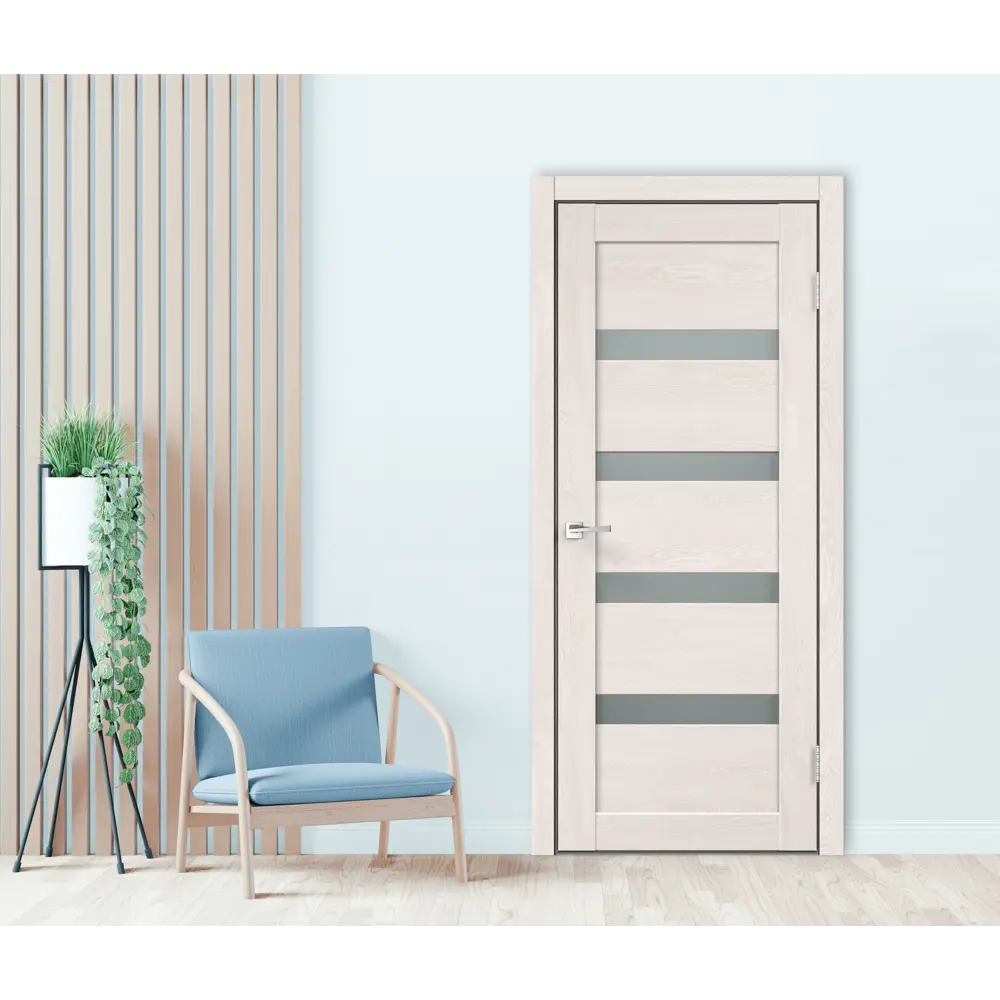 Комплект двери Лайн 2 со стеклом 70x200 см Hardflex цвет дуб тернер белый с добором 150 мм VELLDORIS STLM-2106613 - Вид №1