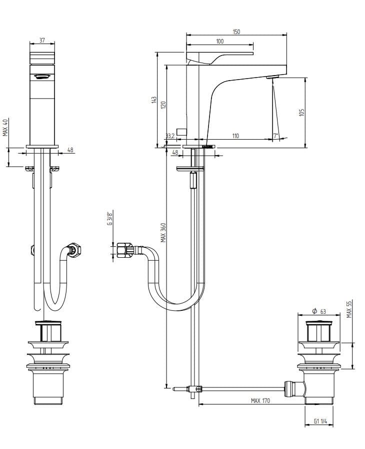 Смеситель для раковины Zazzeri 100 ARCH-00138863 - Вид №6