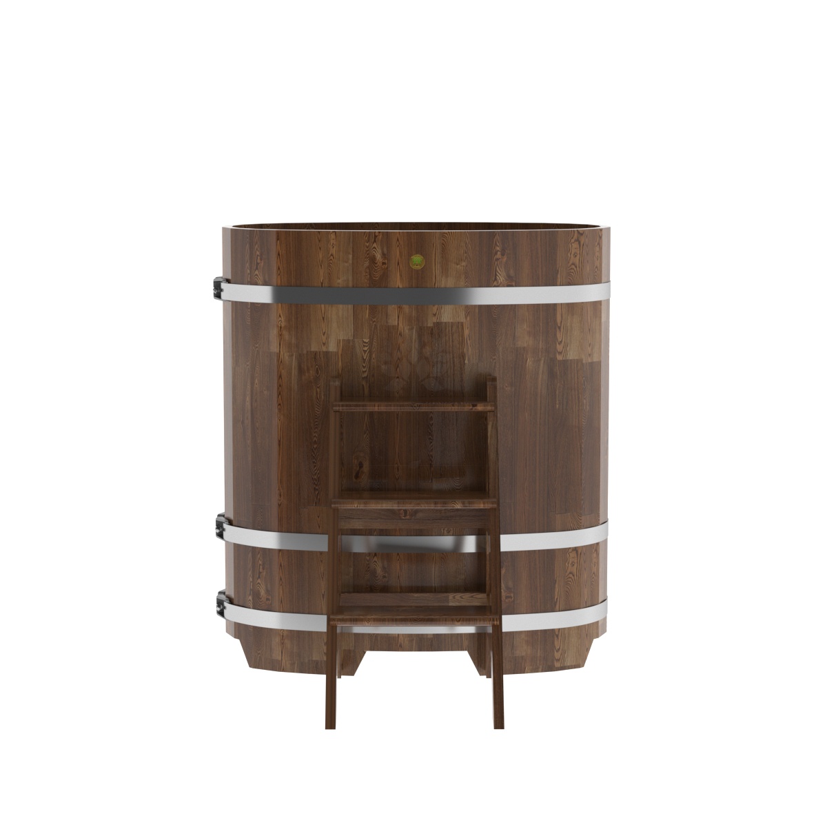 1490 Купель овальная из сращенных ламелей лиственницы 0,59х1,06х1,2 морёная Alyarus  - Вид №3