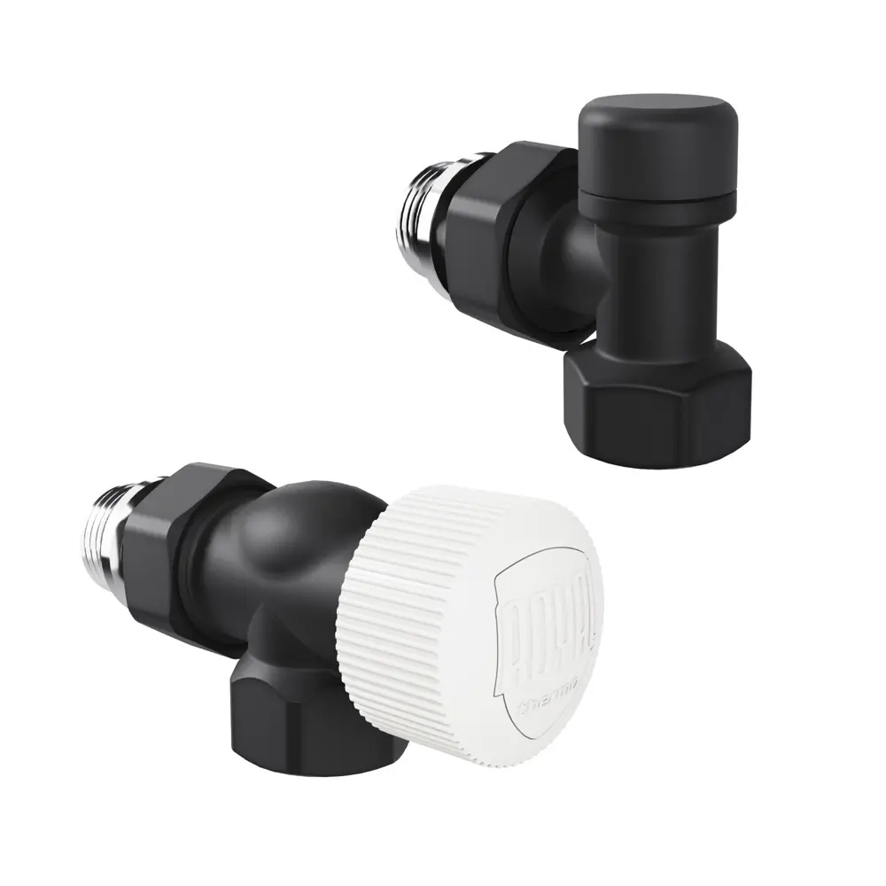 Термостатический комплект для радиатора осевой Royal Thermo Design 1/2" латунь цвет черный 89423322 STLM-2139043  - Вид №1