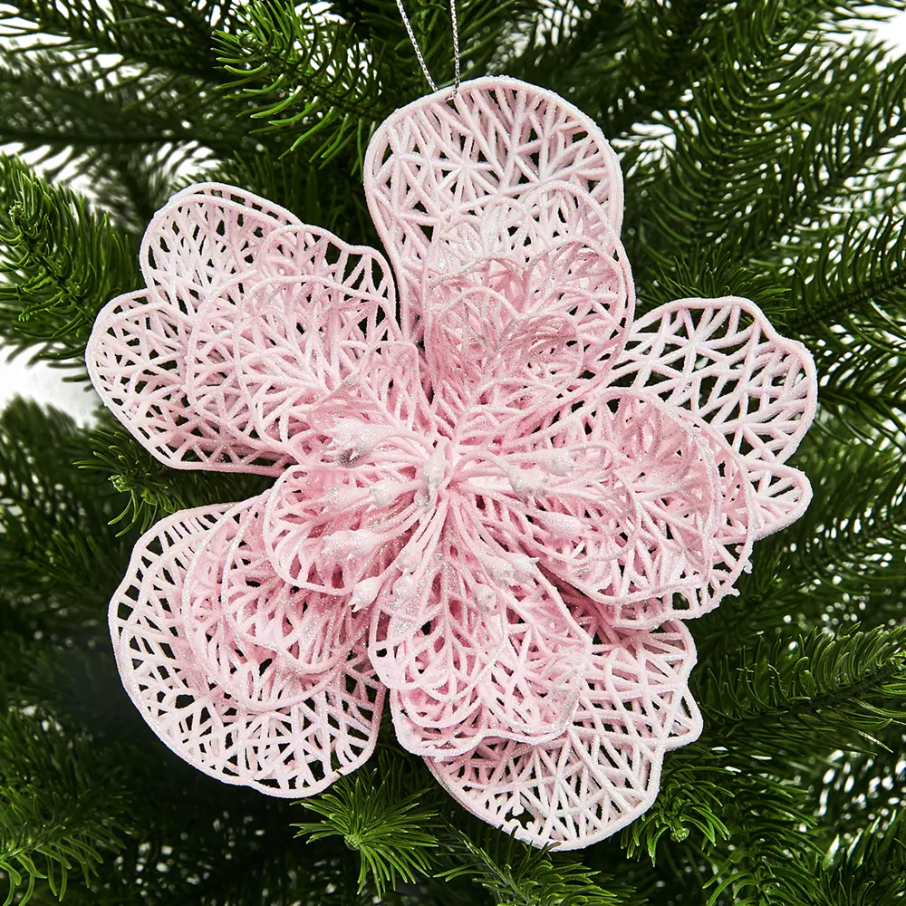 88458697 Новогоднее украшение Цветок рождественник 5x18 см цвет розовый STLM-0957104 Santreyd 