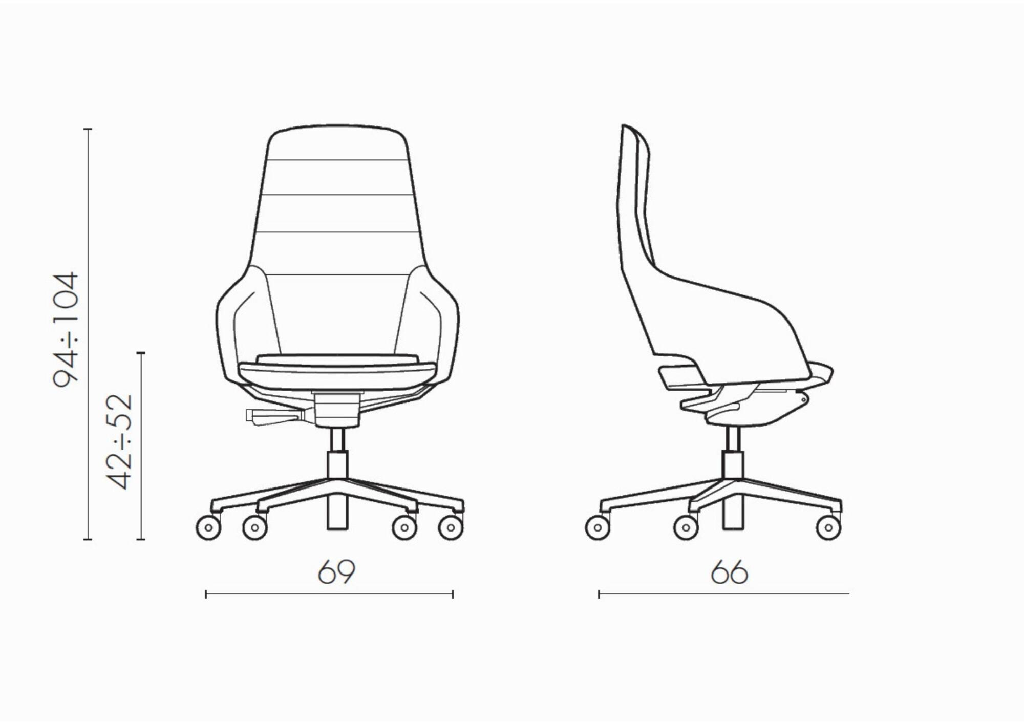 Sinetica Кожаное кресло руководителя с регулируемой высотой, 5 спицами и средней спинкой Captain sun-id-1464440 - Вид №4