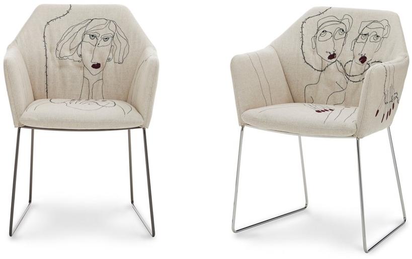 Saba Italia Тканевый стул на санках с подлокотниками New york sun-id-1362757 - Вид №2