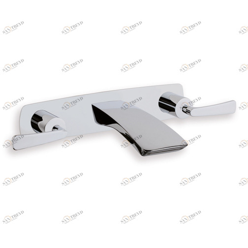 CRIBO242 Смеситель для раковины настенный REGULAR внешние части для CRICS233 (боковые регуляторы) со сливом 1 "1/4 Up & Down и металлической пластиной - Свободный поток Cristina Rubinetterie 