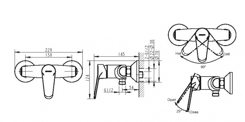 Смеситель для душа EMERALDA F9135147CP-01-RUS bravat  - Вид №1