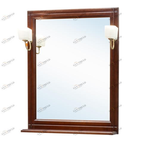 Зеркало Capri 75 см, светильники, полка, массив берёзы, лак, цвет орех антикварный ORANGE sun-id-1517223