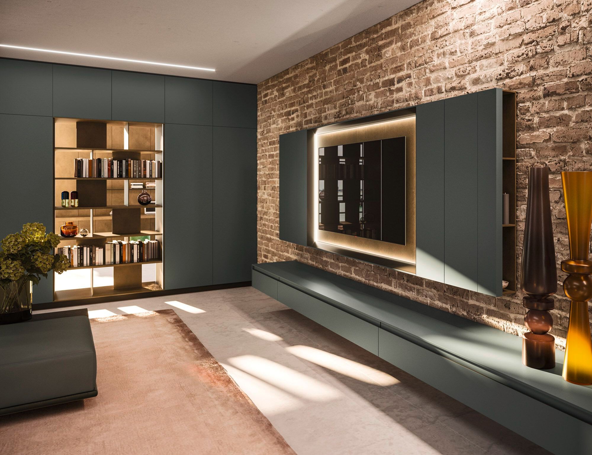 Алюминиевый и деревянный шкаф для телевизора Arrital Feeling Home ARCH-00140616 - Вид №2