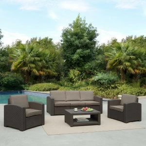 Мебель садовая с диваном коричневая на 4 персоны Dark AFINA  130617 Коричневый