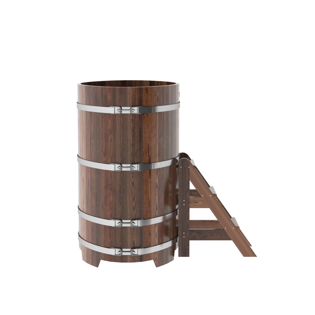 1156 Купель овальная из лиственницы 0,80х1,42х1,4 морёная премиум Alyarus  - Вид №2