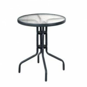 Стол металлический со стеклянной столешницей и плетением из искусственного ротанга "Асоль" AFINA МЕБЕЛЬ ДЛЯ ЛЕТНЕГО КАФЕ 130422 Черный