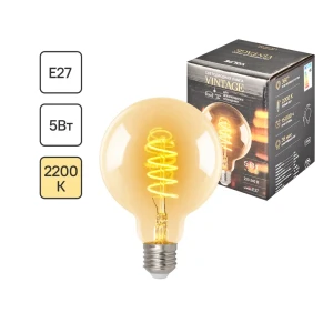 Volpe филаментная лампа-шар с золотистым стеклом и теплым светом 83668713