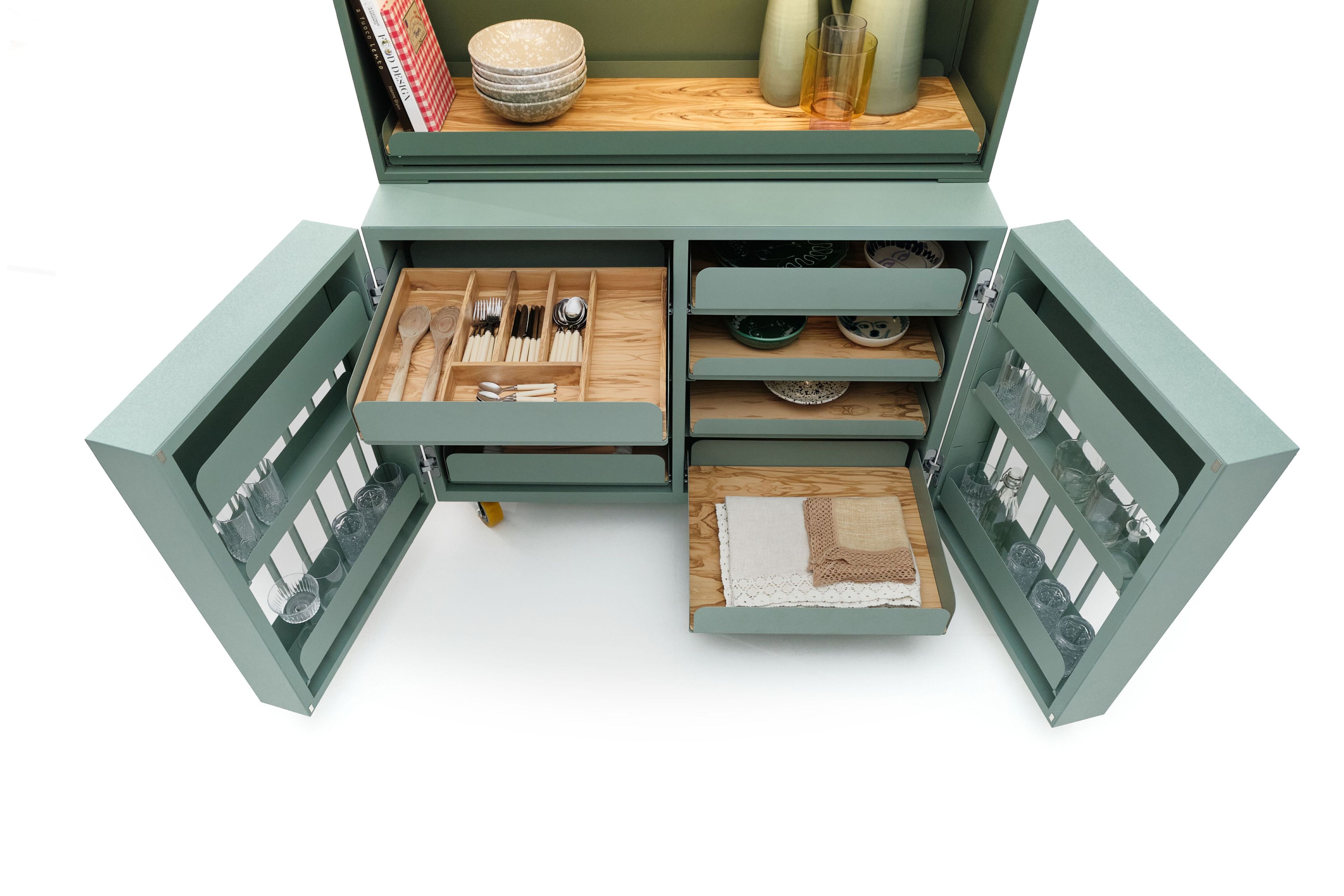 Модульный шкаф из окрашенной стали и оливкового дерева Officine Tamborrino MEMÈ ARCH-00114854 - Вид №8