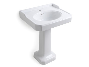 Прямоугольная керамическая раковина на колонне