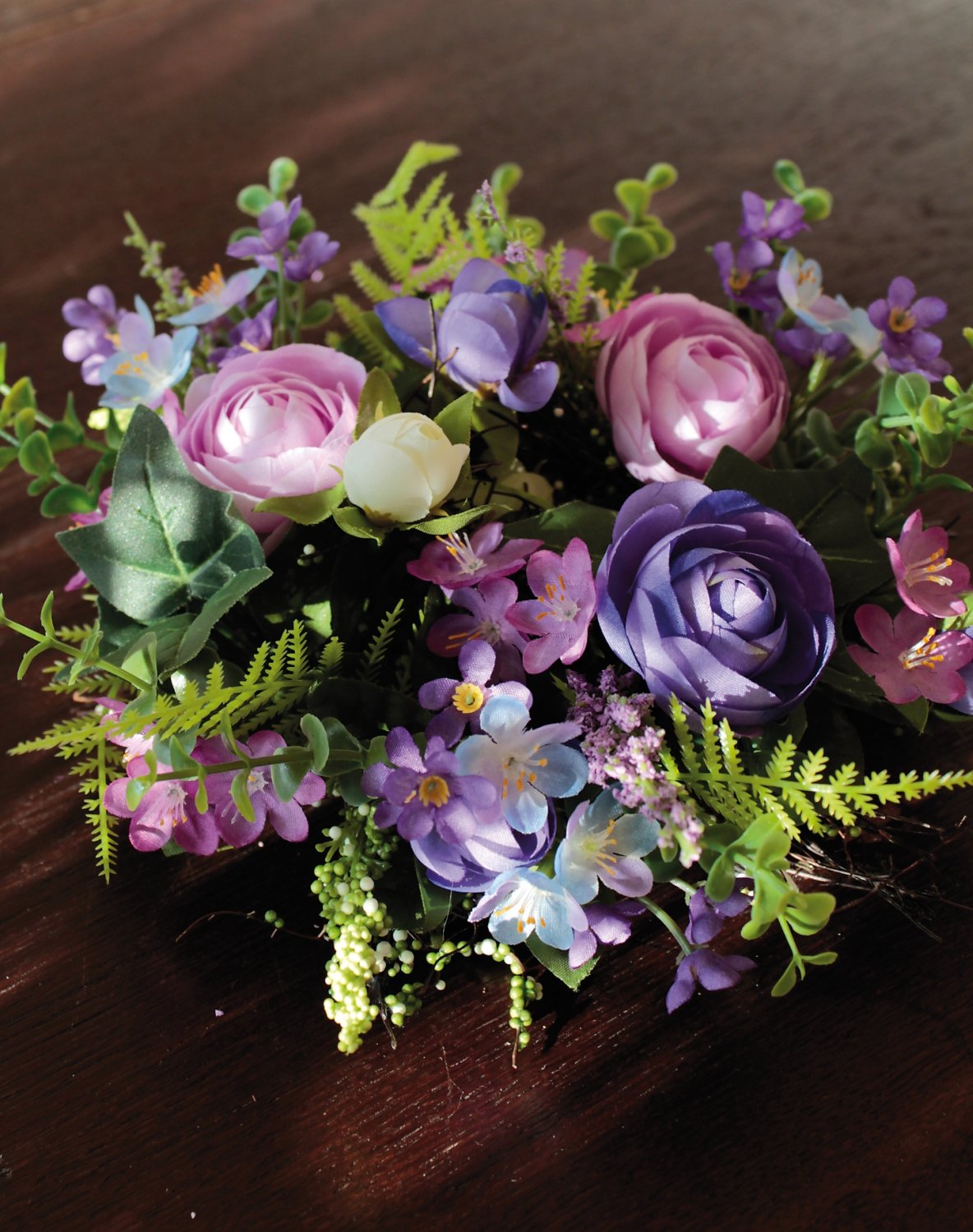 3161 102 a3 Искусственный венок 'Лютик-восковое растение', Ø 25 см, сине-фиолетовый H-andreas  - Вид №4