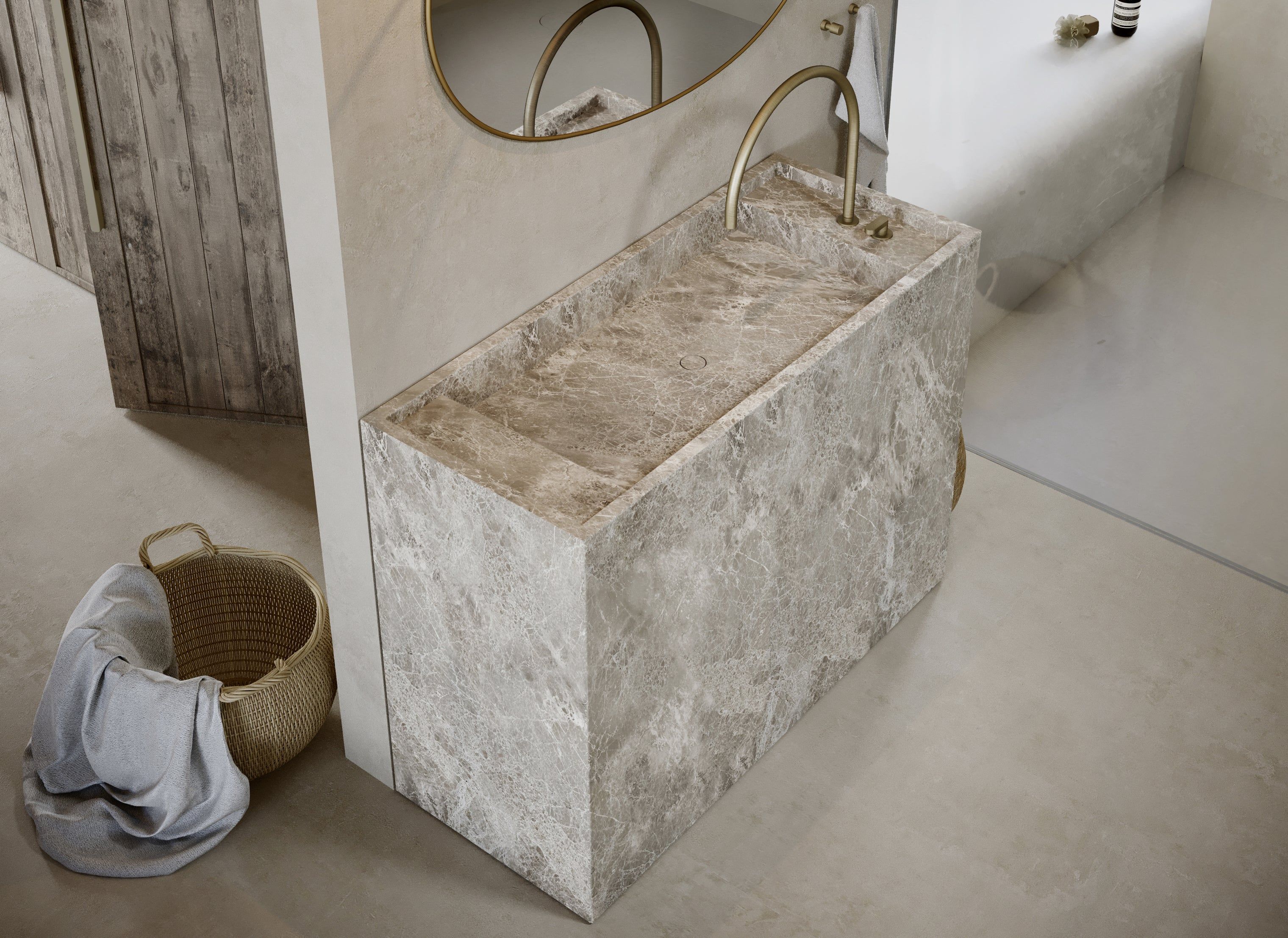 Одиночный отдельно стоящий умывальник из натурального камня COCOON Piet Boon ARCH-00115543