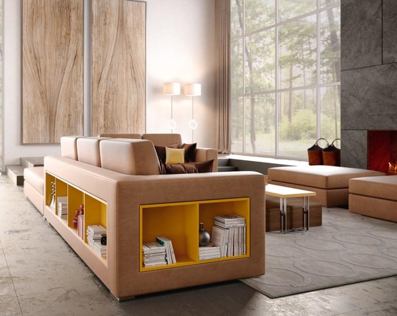 Caroti 2-местный кожаный диван в современном стиле с журнальной стойкой Concept Art.146 - theca - Вид №1