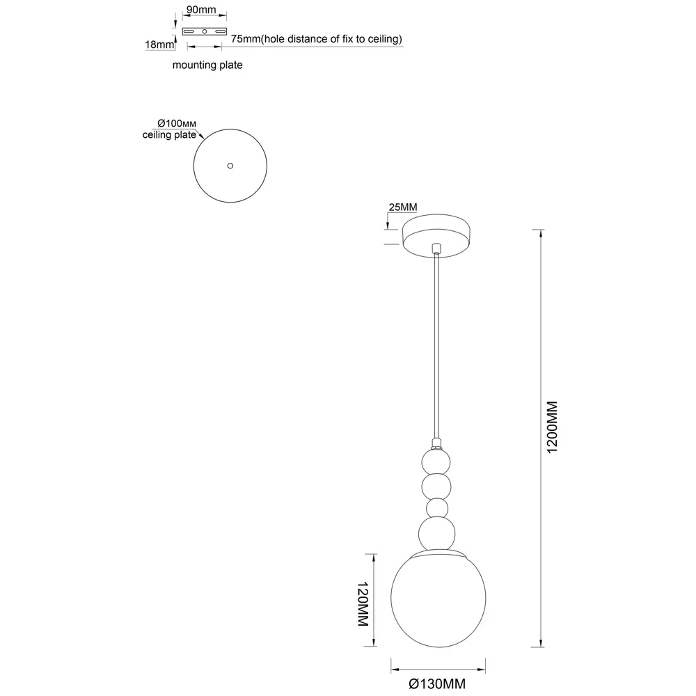 Светильник подвесной Opulence 1 лампа 3 м² цвет хром Escada STLM-2101968 - Вид №8