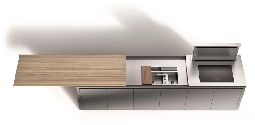 Boffi Кухня из нержавеющей стали и дерева с островом sun-id-1425941 - Вид №1