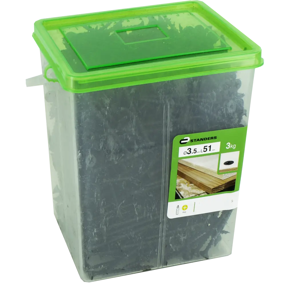 Саморезы для дерева Standers фосфатированные 3.5x51 3 кг (около 1150 шт./уп)STANDERS STLM-2201453 - Вид №2