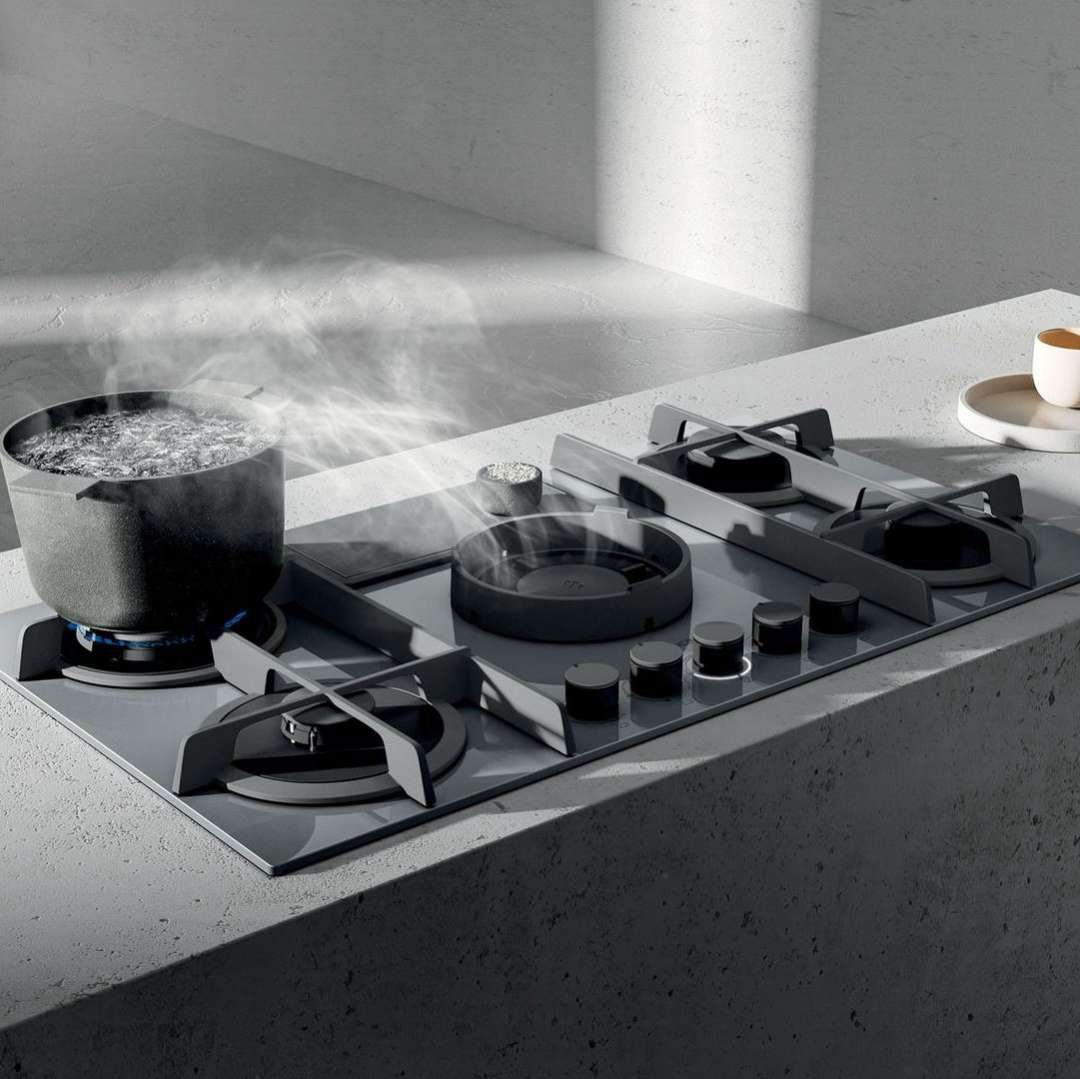 NIKOLATESLA FLAME GR/F/88-PRF0147743A Газовая варочные панели / газ, с вытяжкой, 900 м3/ч, серая Elica  - Вид №1