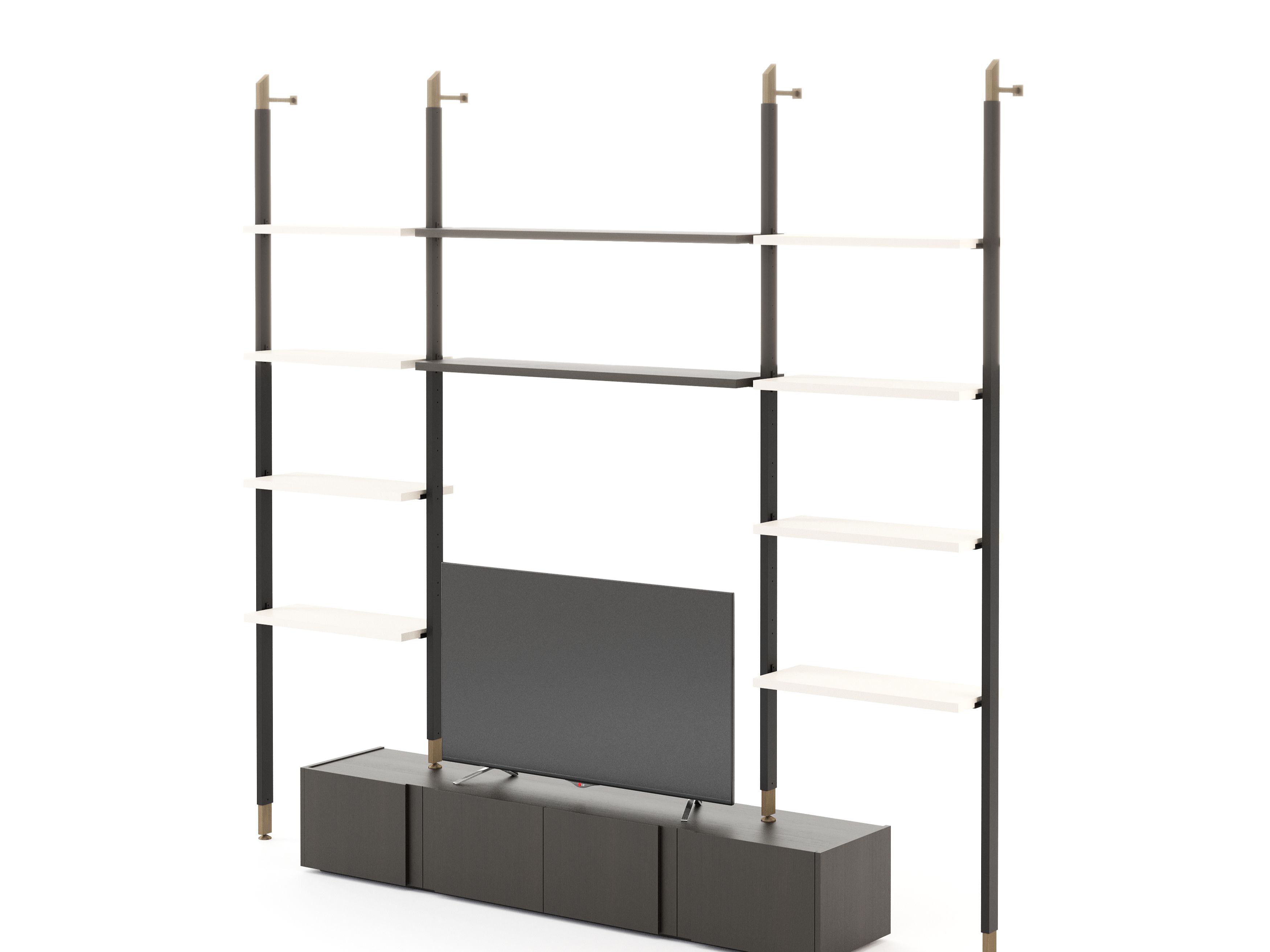 Настенный секционный книжный шкаф с подставкой для телевизора Stylish Club His &amp ARCH-00098298 - Вид №1