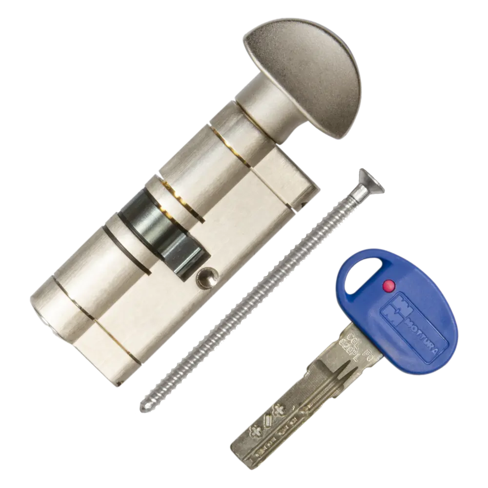 Цилиндр Mottura Champions Pro CP4F464601R, 41x10x41 мм, ключ/вертушка, цвет матовый никель 82393083 STLM-2125042