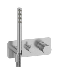 Внешние части встроенного в стену смесителя на 2 потребителя в комплекте с душевым гарнитуром. WE ARE IB vn220cc Brushed Nickel Vinile