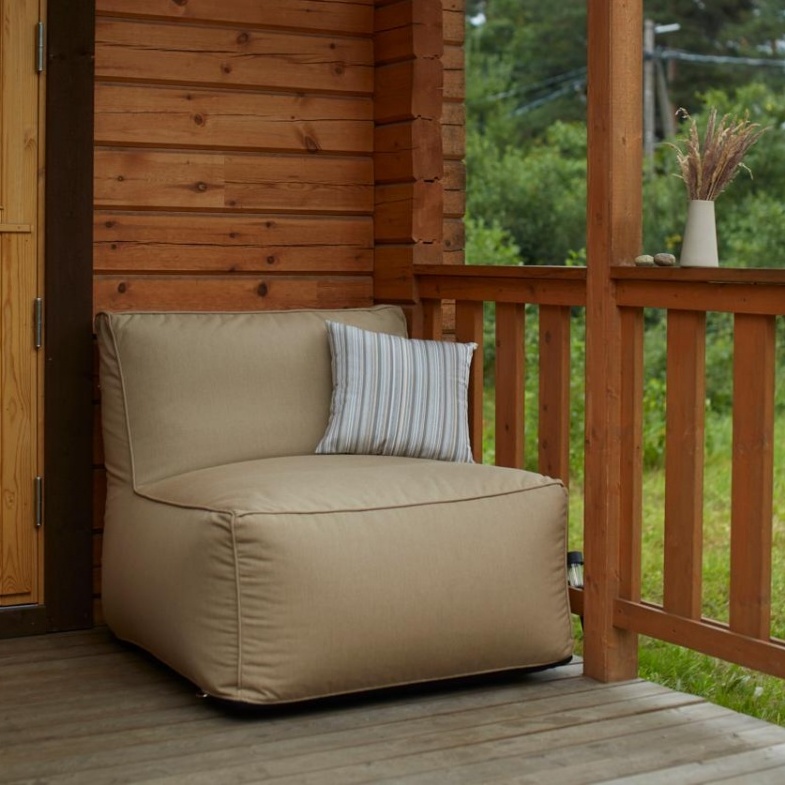 Бескаркасное модульное кресло в уличной ткани бежевое Sunbrella Solid 3780 Lin МАСТЕРСКАЯ КРЕСЛО  335291 Бежевый Santreyd  - Вид №1