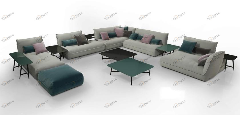 Roche Bobois Модульный кожаный диван sun-id-1352089