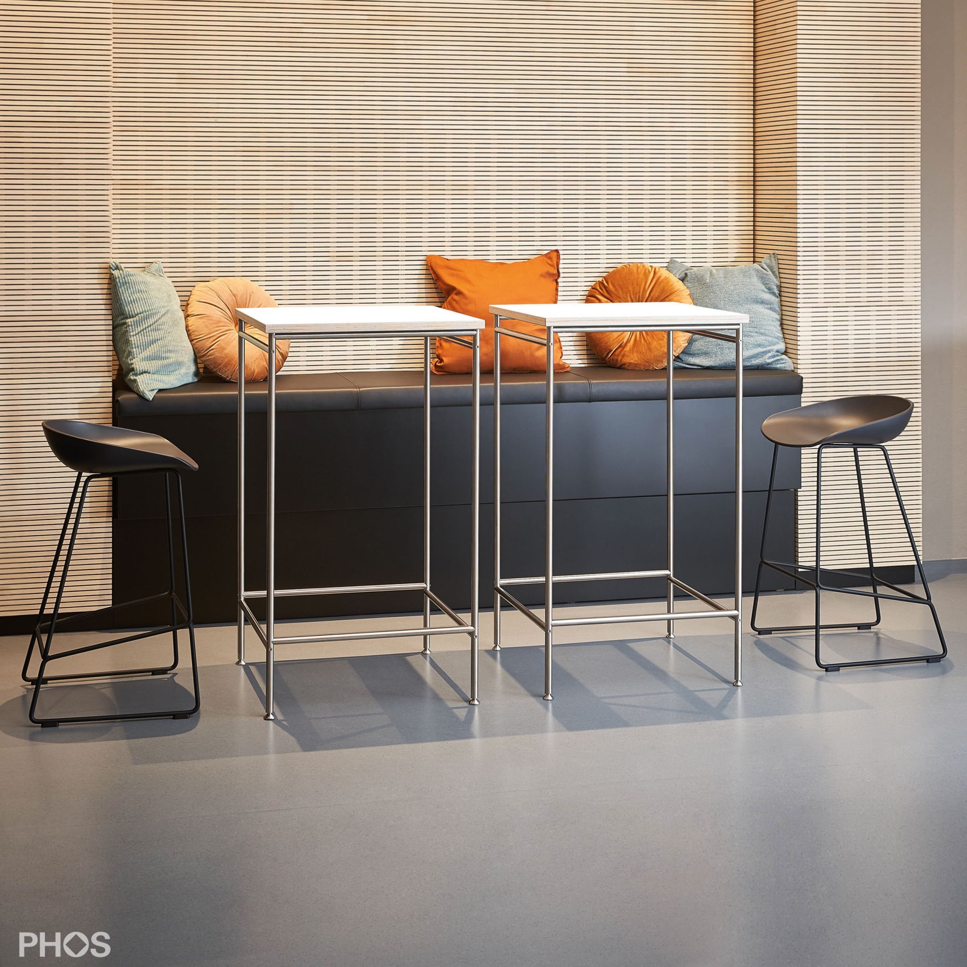 KATI-T1-60x60-MW Стол Karlsruhe - барный стол t1 с белой столешницей - 60 x 60 x 105 см. PHOS  - Вид №3