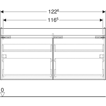 501.912.JK.1 Шкафчик для двойной раковины Geberit Renova Plan, с двумя выдвижными ящиками и двумя внутренними выдвижными ящиками Geberit  - Вид №3