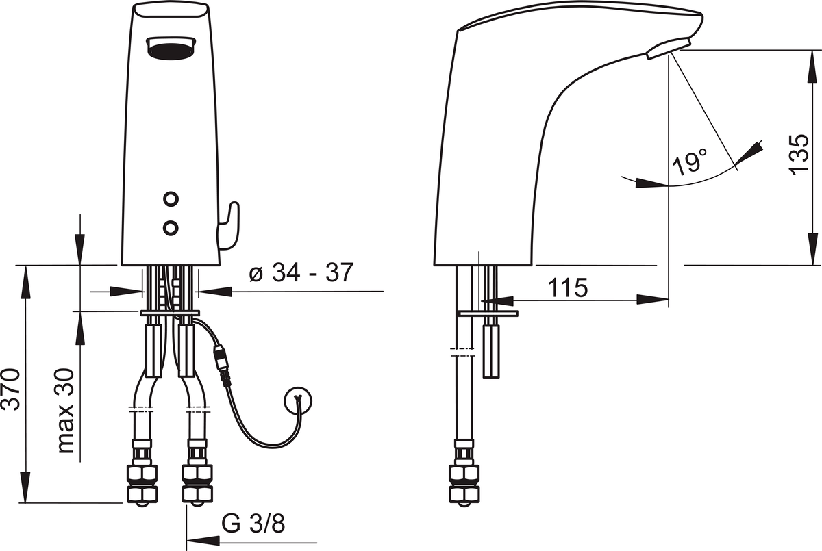 Oras 6222FZ Смеситель для умывальника, 9/12 V, Bluetooth 6222FZ Electra Хром  - Вид №1