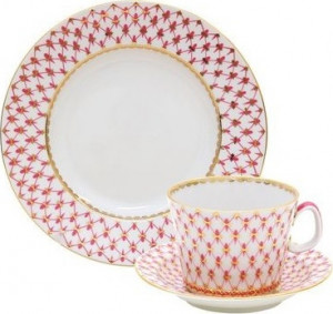 10613440 Императорский фарфоровый завод Комплект из 3пр "Сетка-Блюз2" "Молодежная" Фарфор костяной