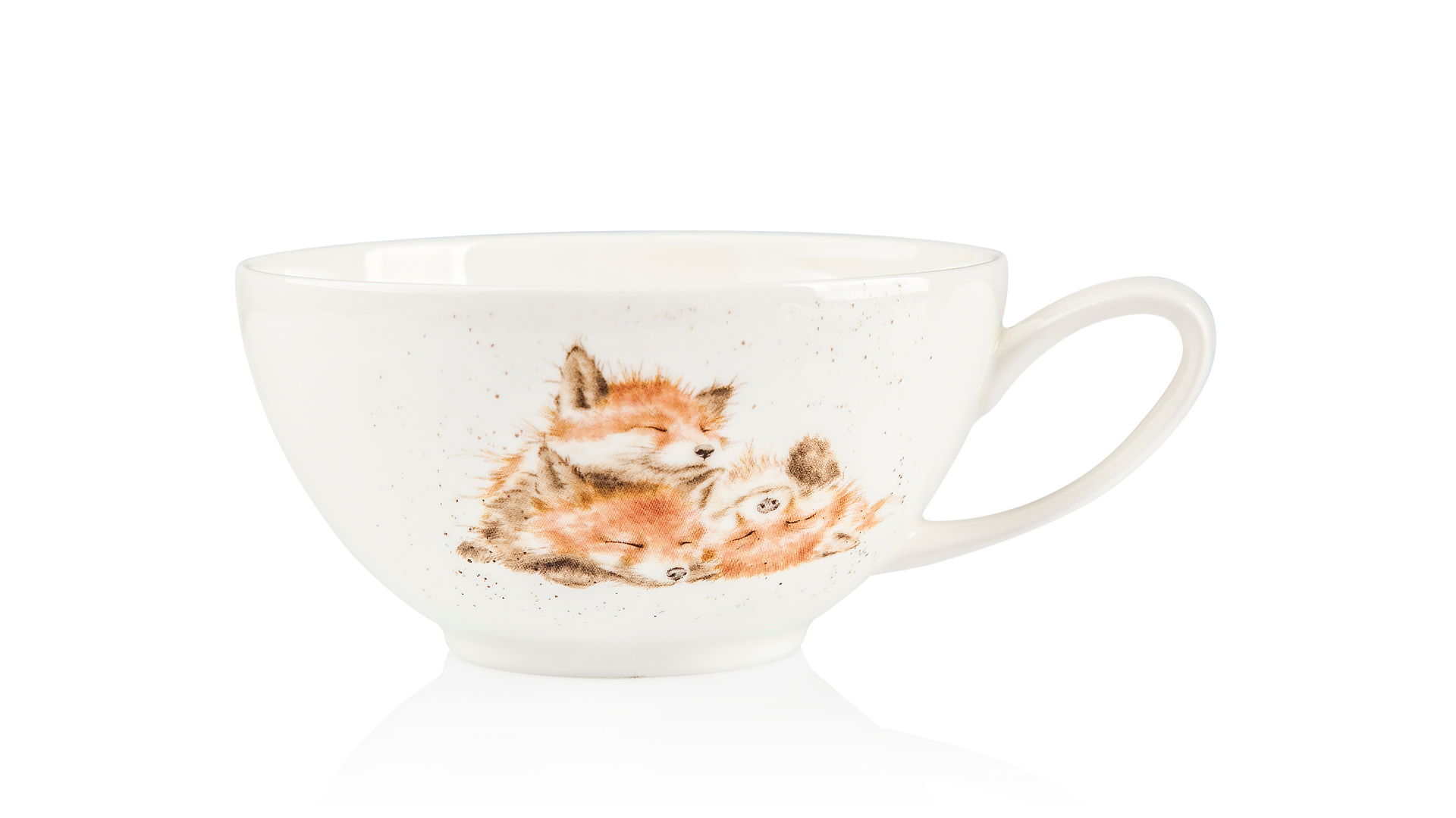 10608161 Royal Worcester Чашка для капучино с блюдцем Royal Worcester "Забавная фауна, Лисички" 300мл Фарфор костяной  - Вид №1