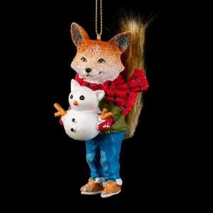 91471151 Елочная игрушка Лис со снеговичком Erichkrause decor 59324 49 см х 27 см разноцветный STLM-0962454