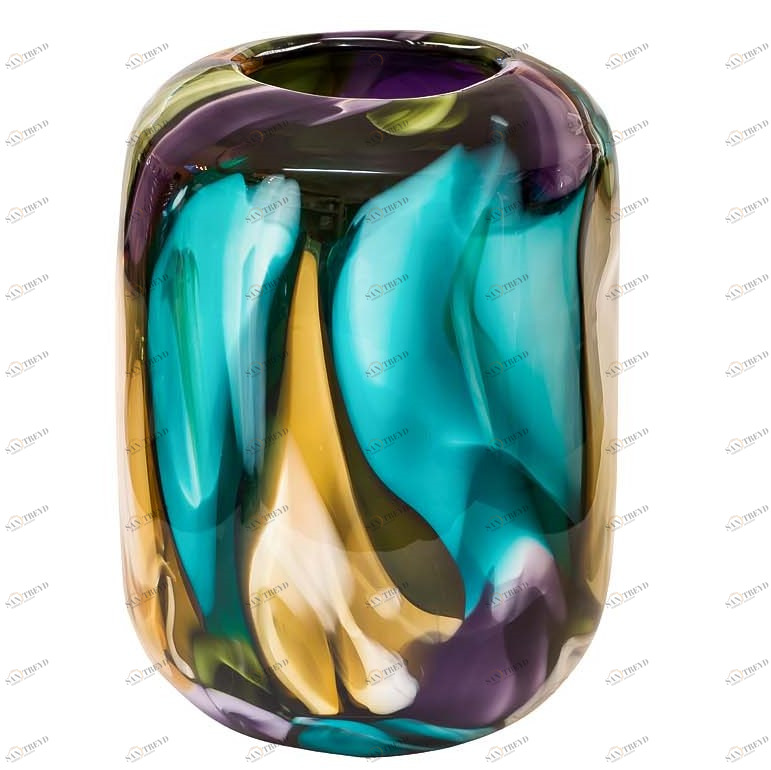 Ваза стеклянная голубая с бежевым 26 см от Garda Decor GARDA DECOR - 045412 Голубой;черный 